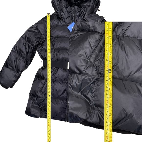 Two By Vince Camuto Womens Black Belted Down Blend Winter Jacket Large - Picture 4 of 6